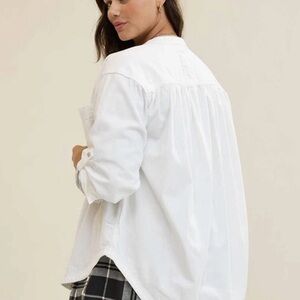 aerie White Button-Back Long Sleeve Shirt